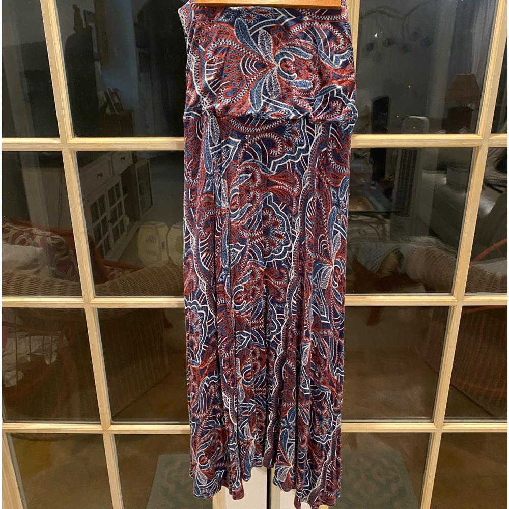 Women’s Red & Navy Printed Maxi Skirt